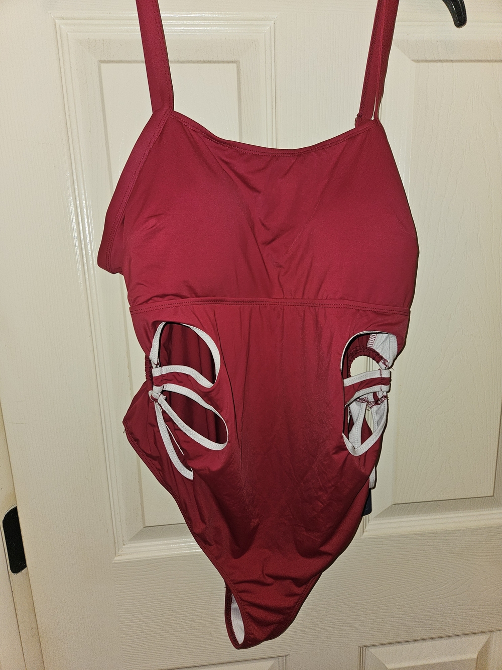 Kids Solid Red One-Piece Swim Suit with Side Cutouts